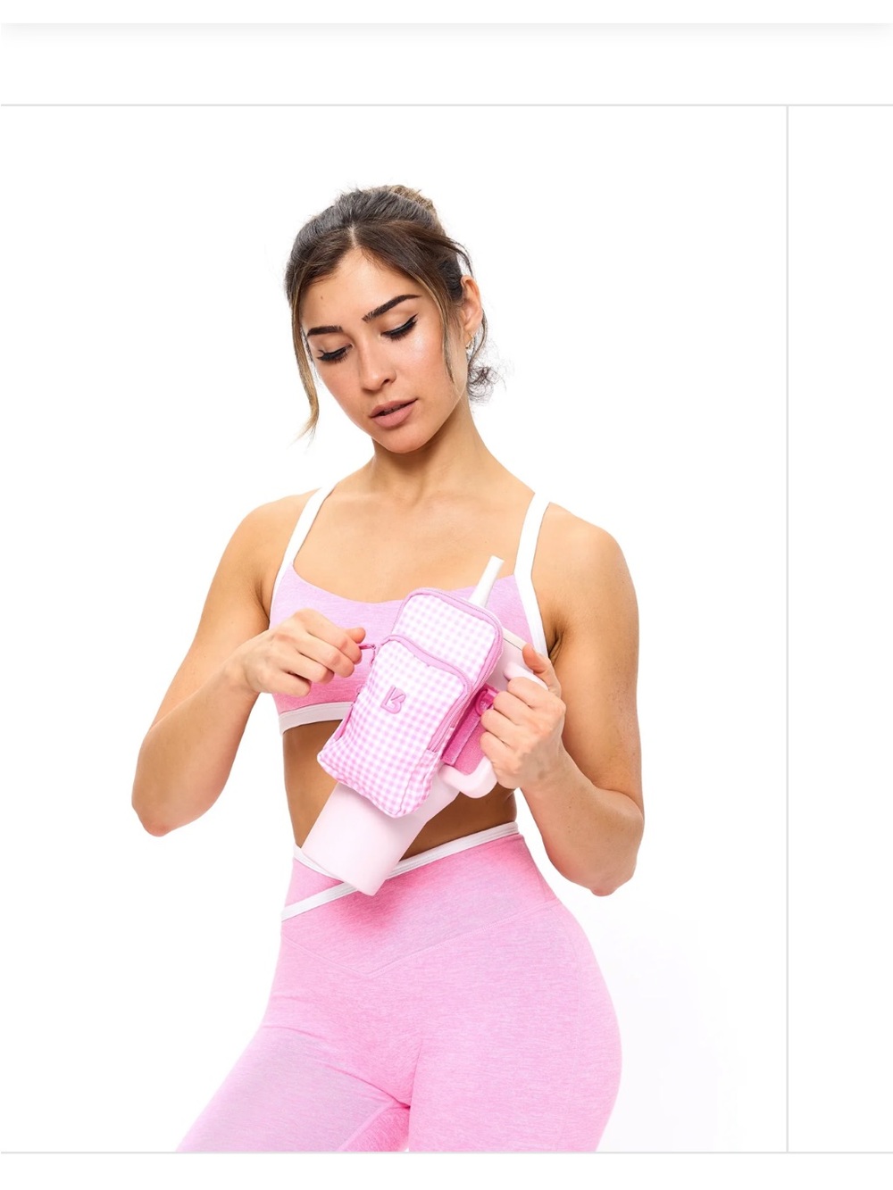 BuffBunny Pink Gingham Water Bottle Bag/Organizer/Sleeve - Picture 6 of 8